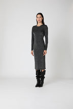 Robe Longue Lurex Dos Nu - Noir/Silver