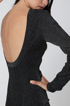 Robe Longue Lurex Dos Nu - Noir/Silver