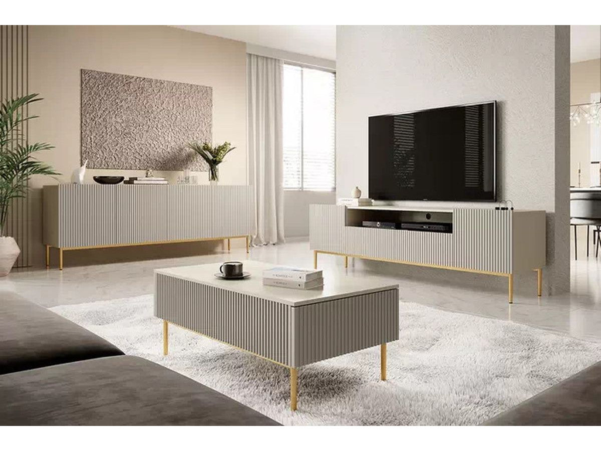 Kasha - Meuble Tv Avec Niche - Pieds Or