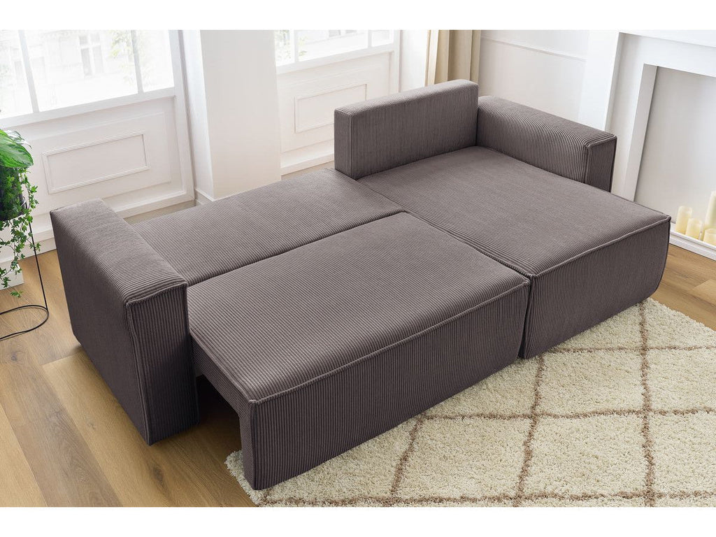 Nihad - Canapé D'Angle Réversible Convertible Coffre - Velours Côtelé