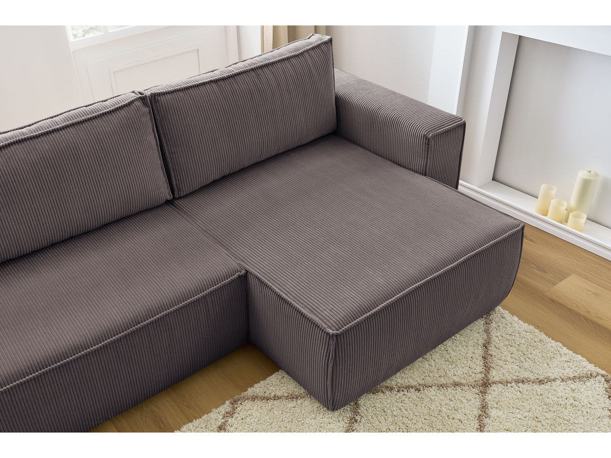 Nihad - Canapé D'Angle Réversible Convertible Coffre - Velours Côtelé