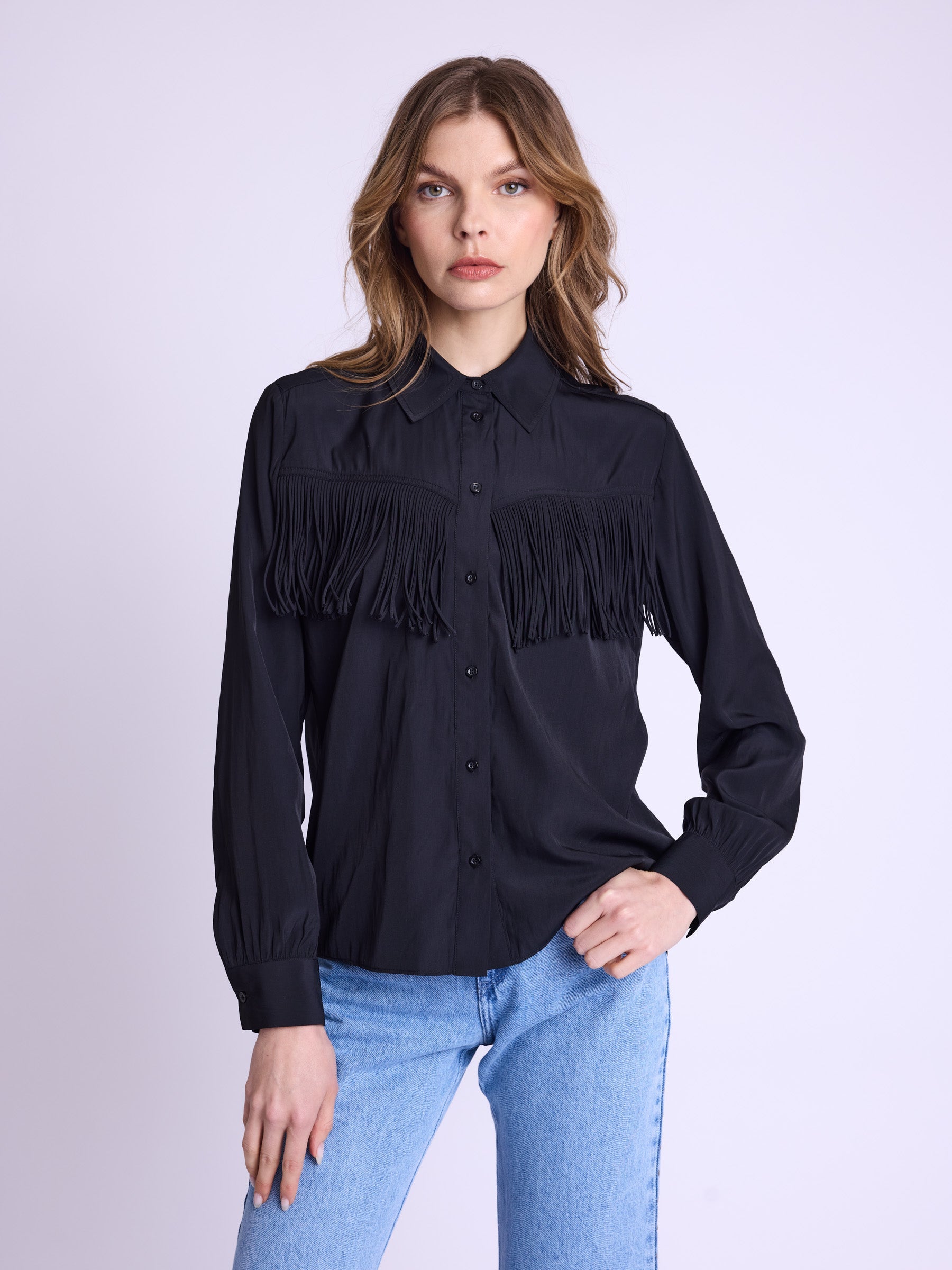 Chemise Avec Franges - Black