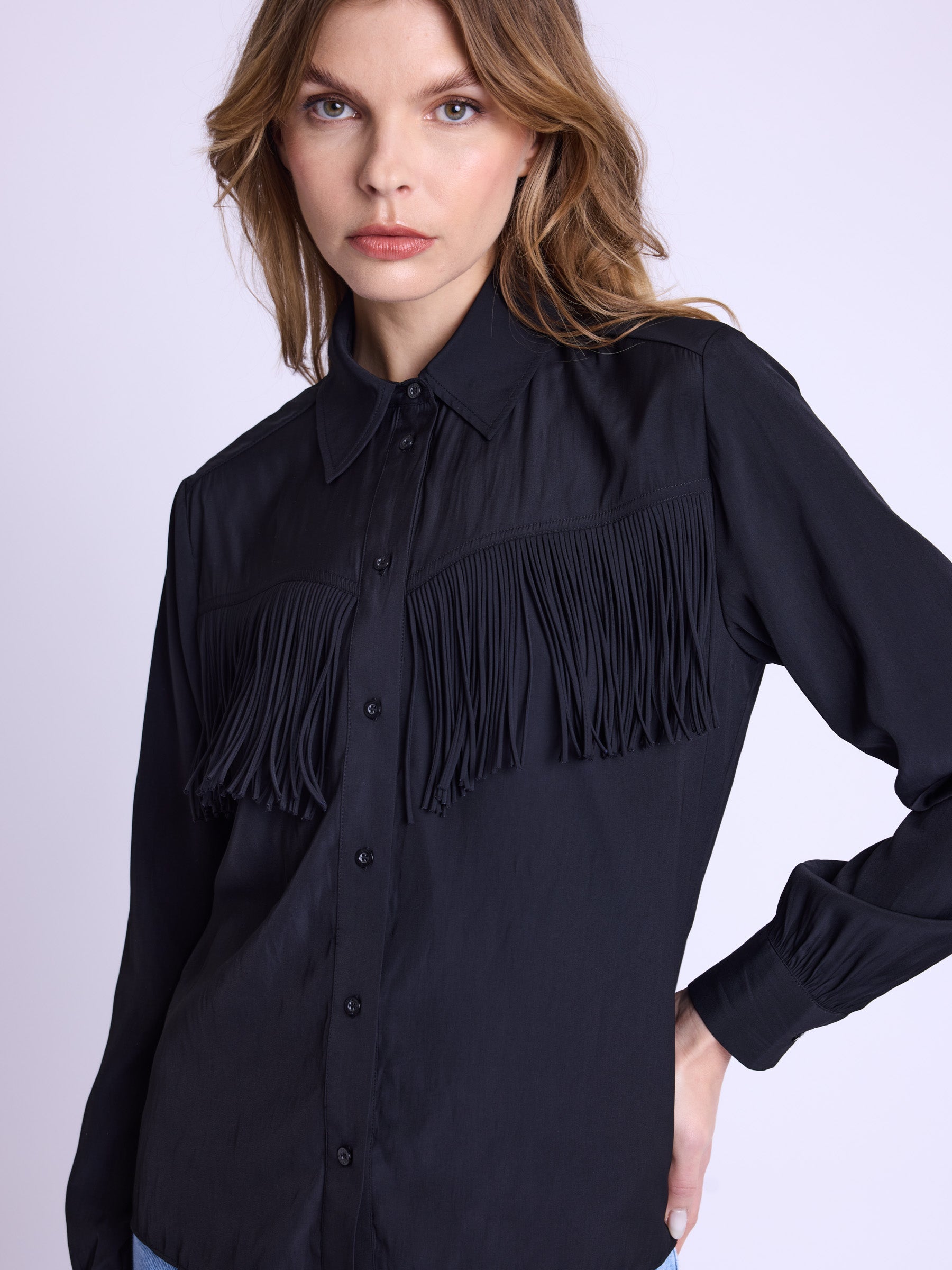 Chemise Avec Franges - Black