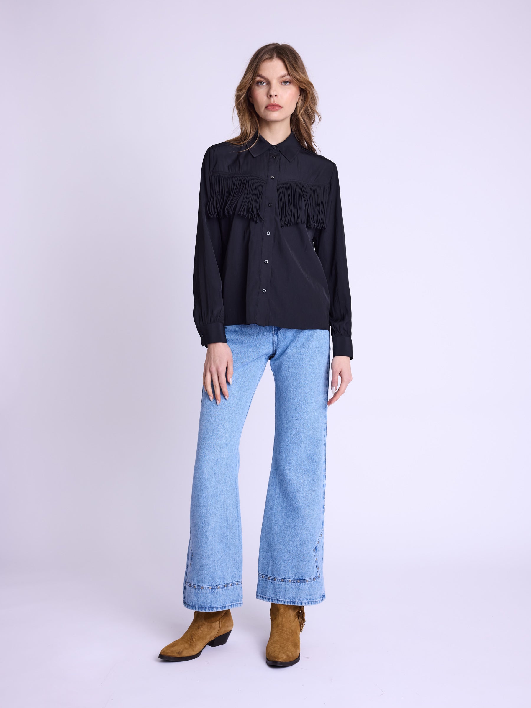 Chemise Avec Franges - Black