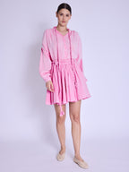 Jupe Courte Ceinture Tressee - Sweet-Pink