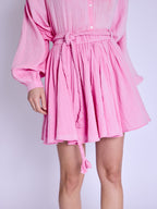 Jupe Courte Ceinture Tressee - Sweet-Pink