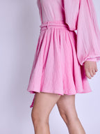 Jupe Courte Ceinture Tressee - Sweet-Pink