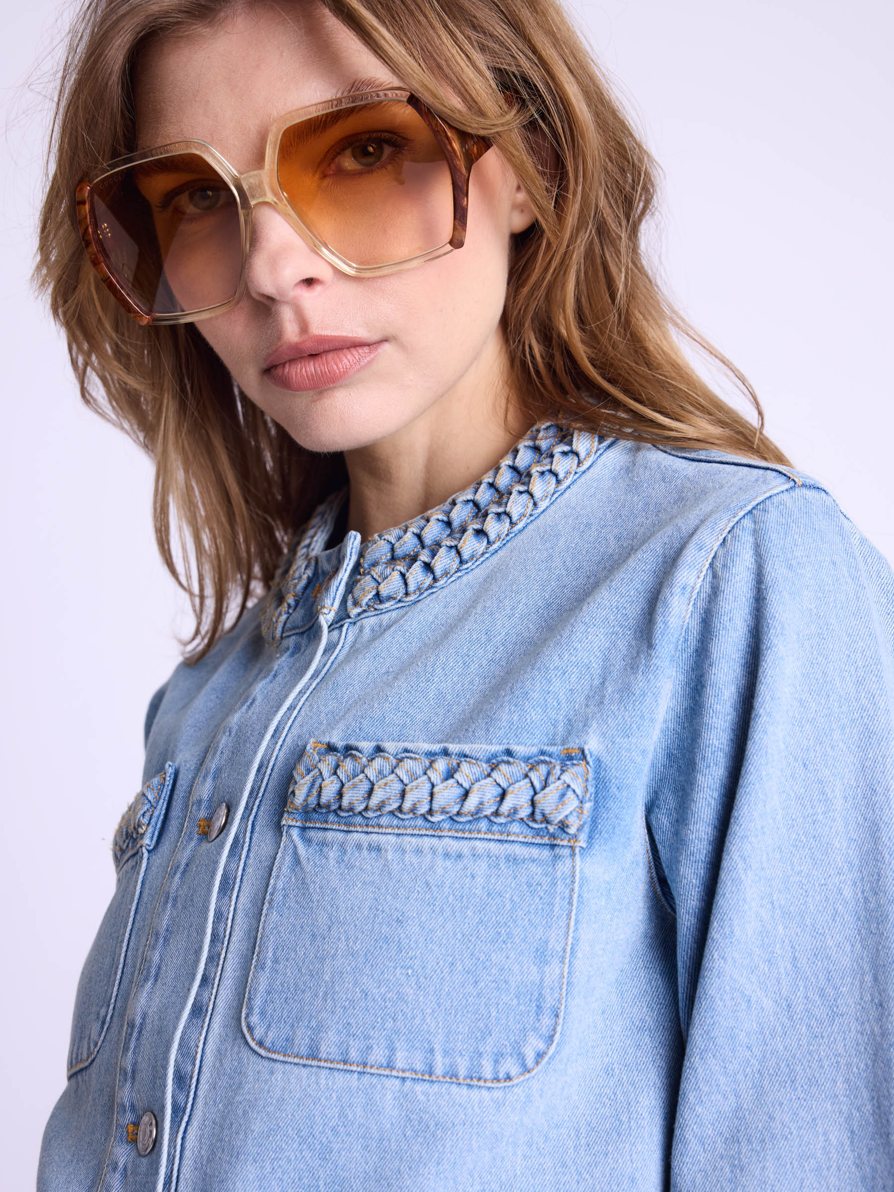 Veste Detail Tresse - Denim-Blue