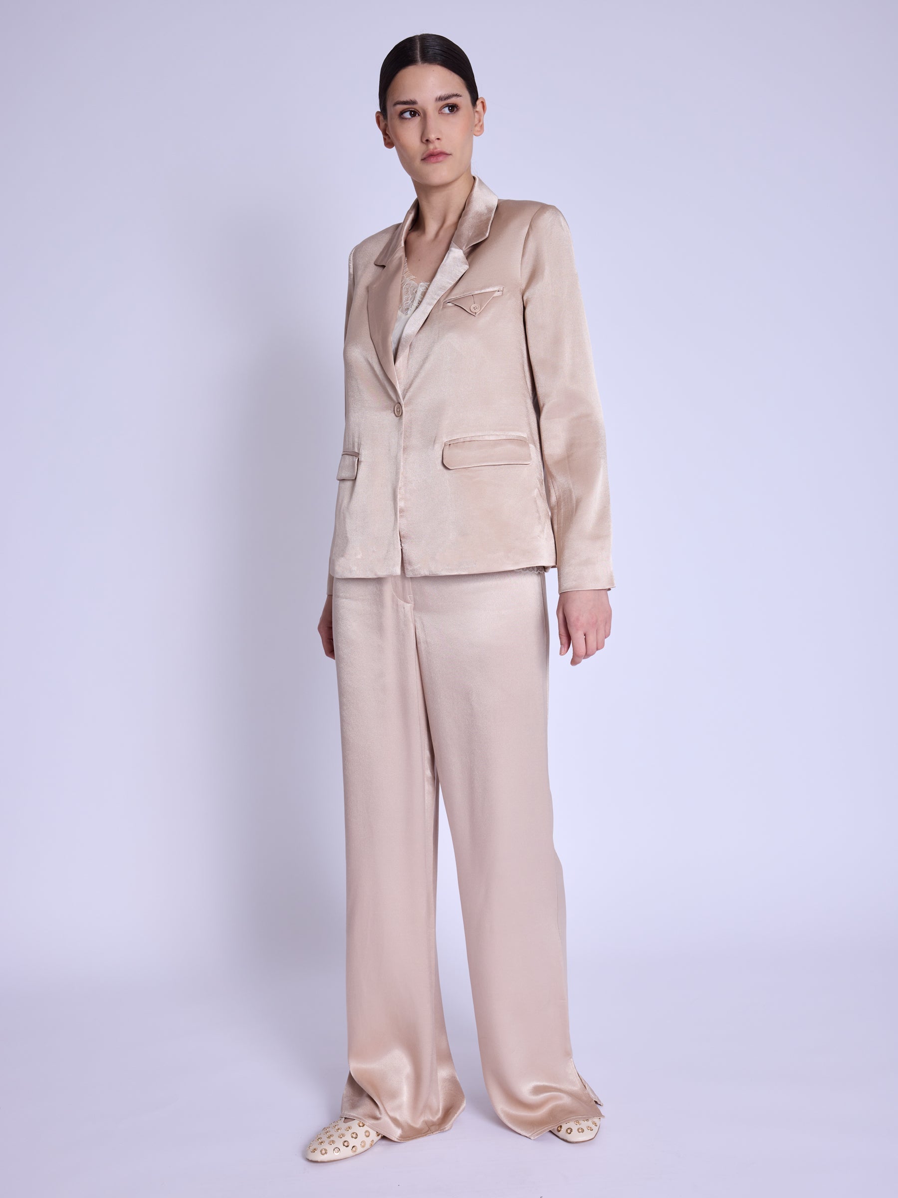 Veste Tailleur Satinee - Camel