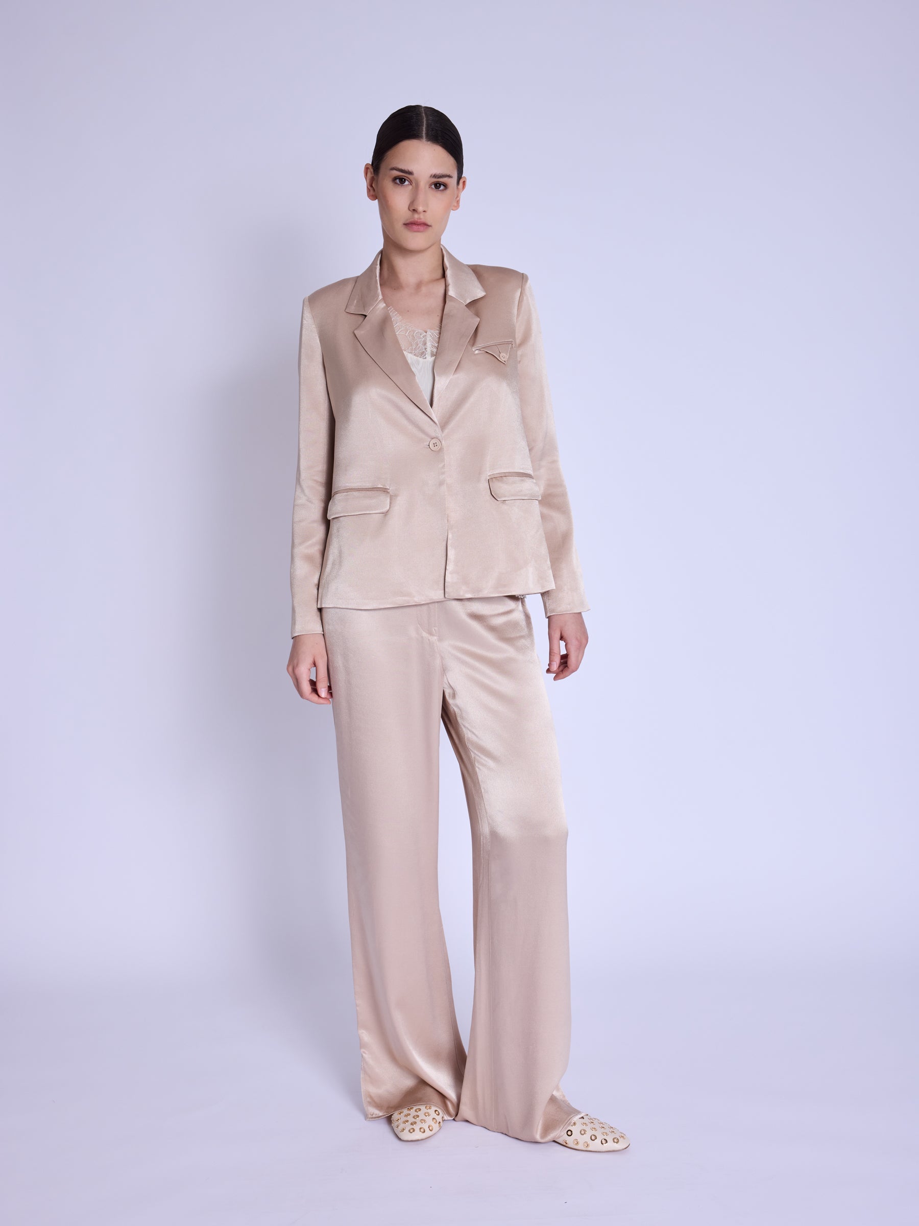 Veste Tailleur Satinee - Camel
