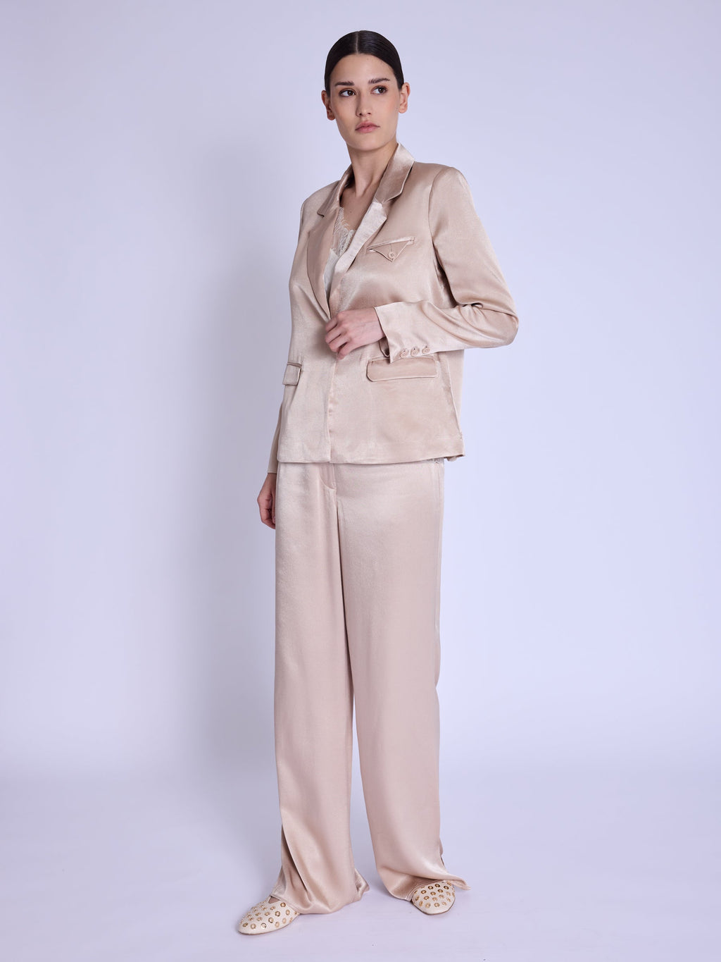 Veste Tailleur Satinee - Camel