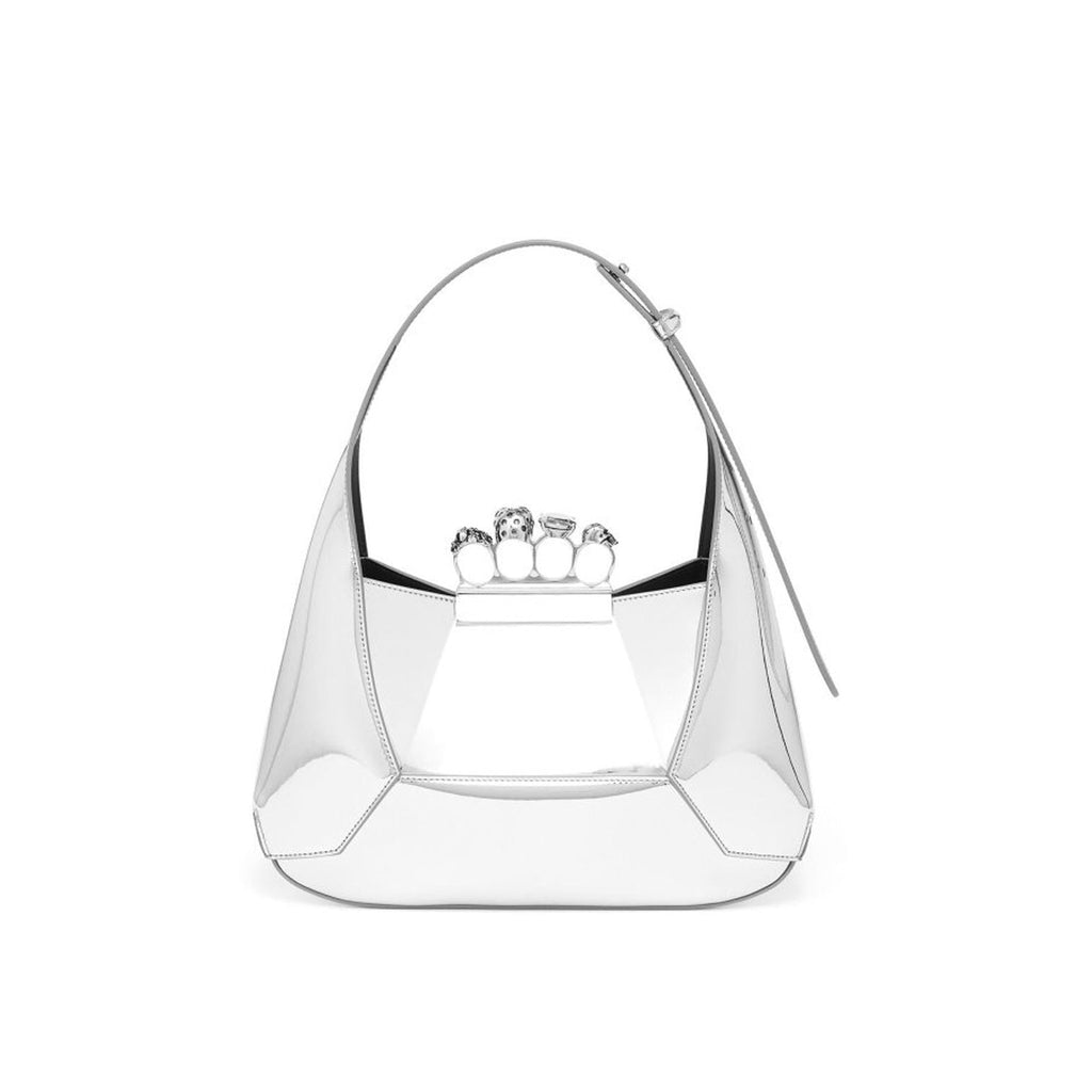 Alexander Mcqueen Jewelled Skull Hobo Bag - Silver - Femme
