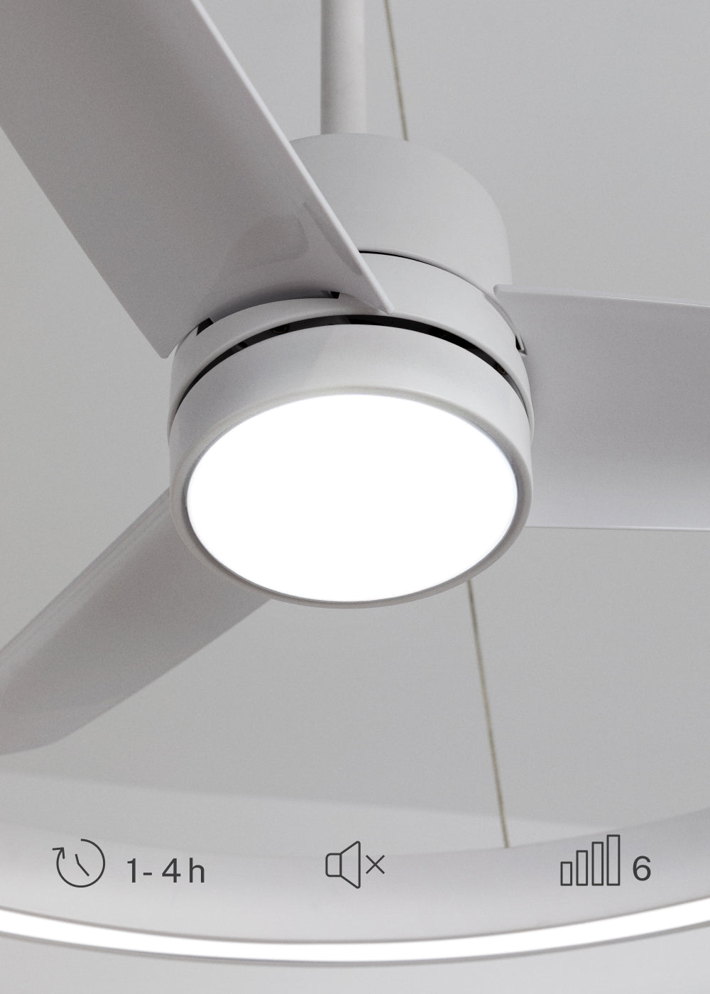 Wind Halo - Ventilateur De Plafond 36W Silencieux Ø108Cm Avec Anneau Lumineux Led