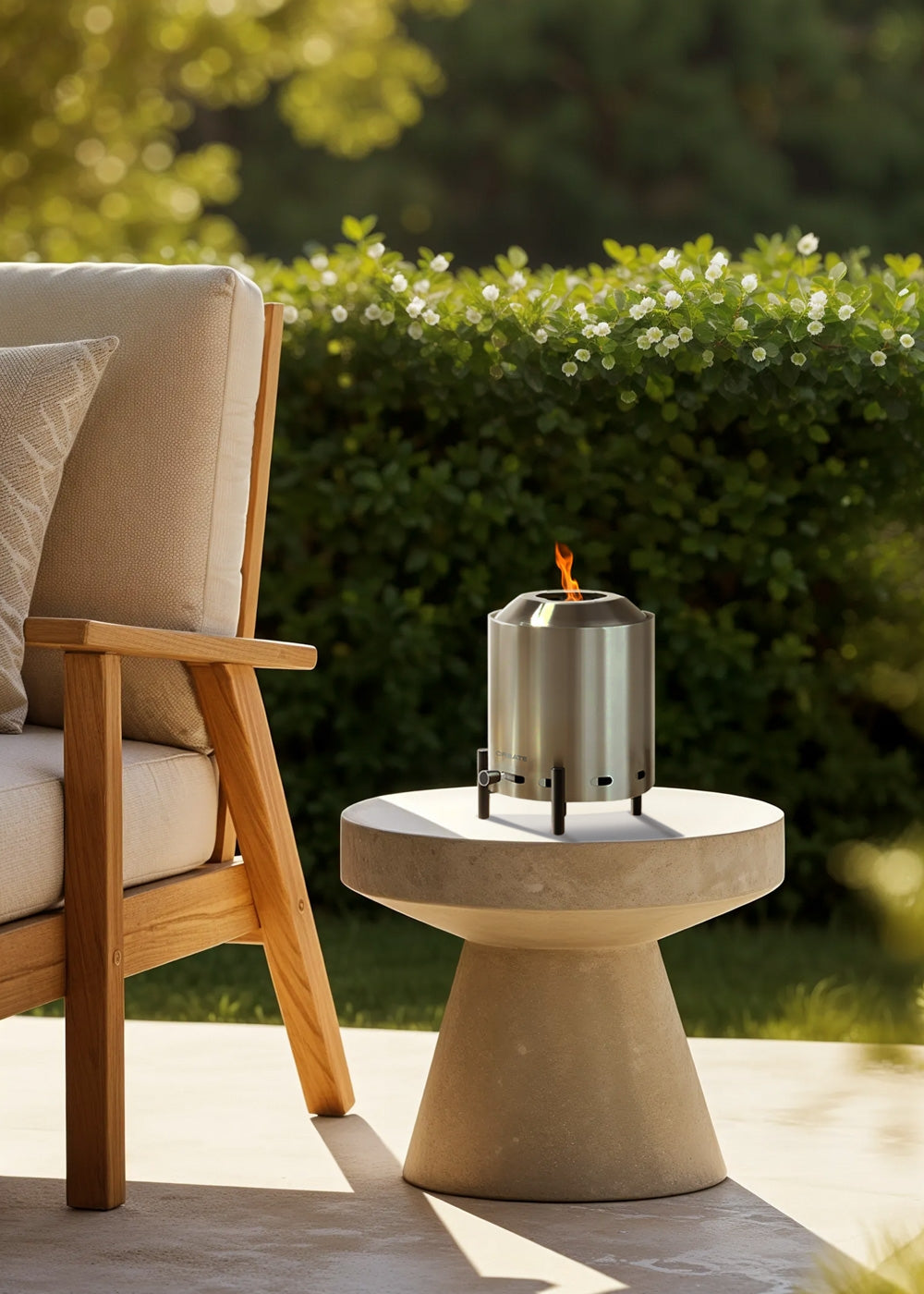Fire Pit Compact - Brasero De Table 1,5 Kw Extérieur À Pellets Sans Fumée - Inox