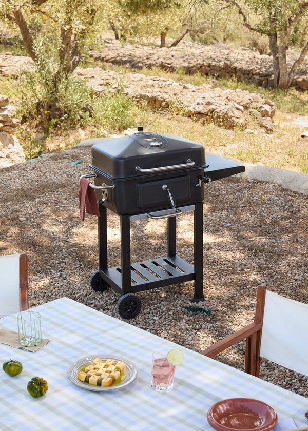 Bbq Smokey Pro - Barbecue Fumoir Au Charbon Avec Grille Réglable Et Table D'Appoint