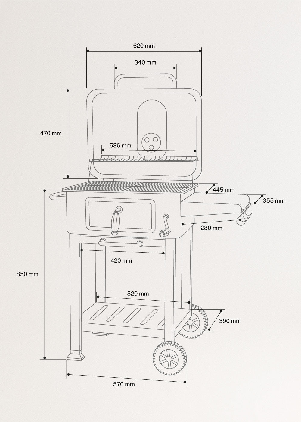 Bbq Smokey Pro - Barbecue Fumoir Au Charbon Avec Grille Réglable Et Table D'Appoint