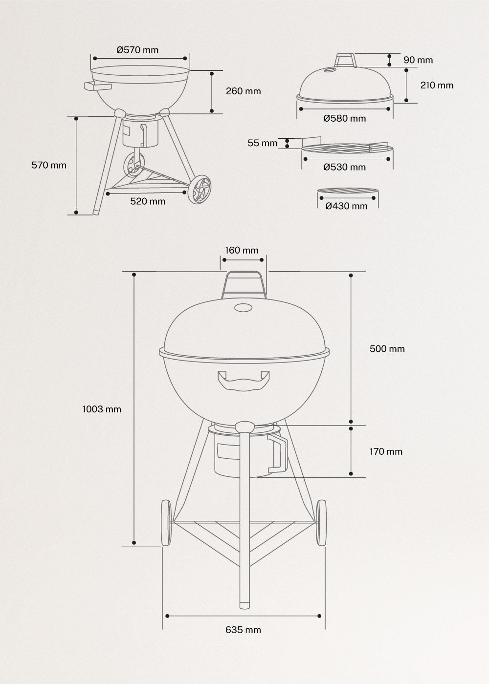Bbq Smokey Kettle - Barbecue Fumoir Au Charbon Avec Collecteur De Braises - Noir