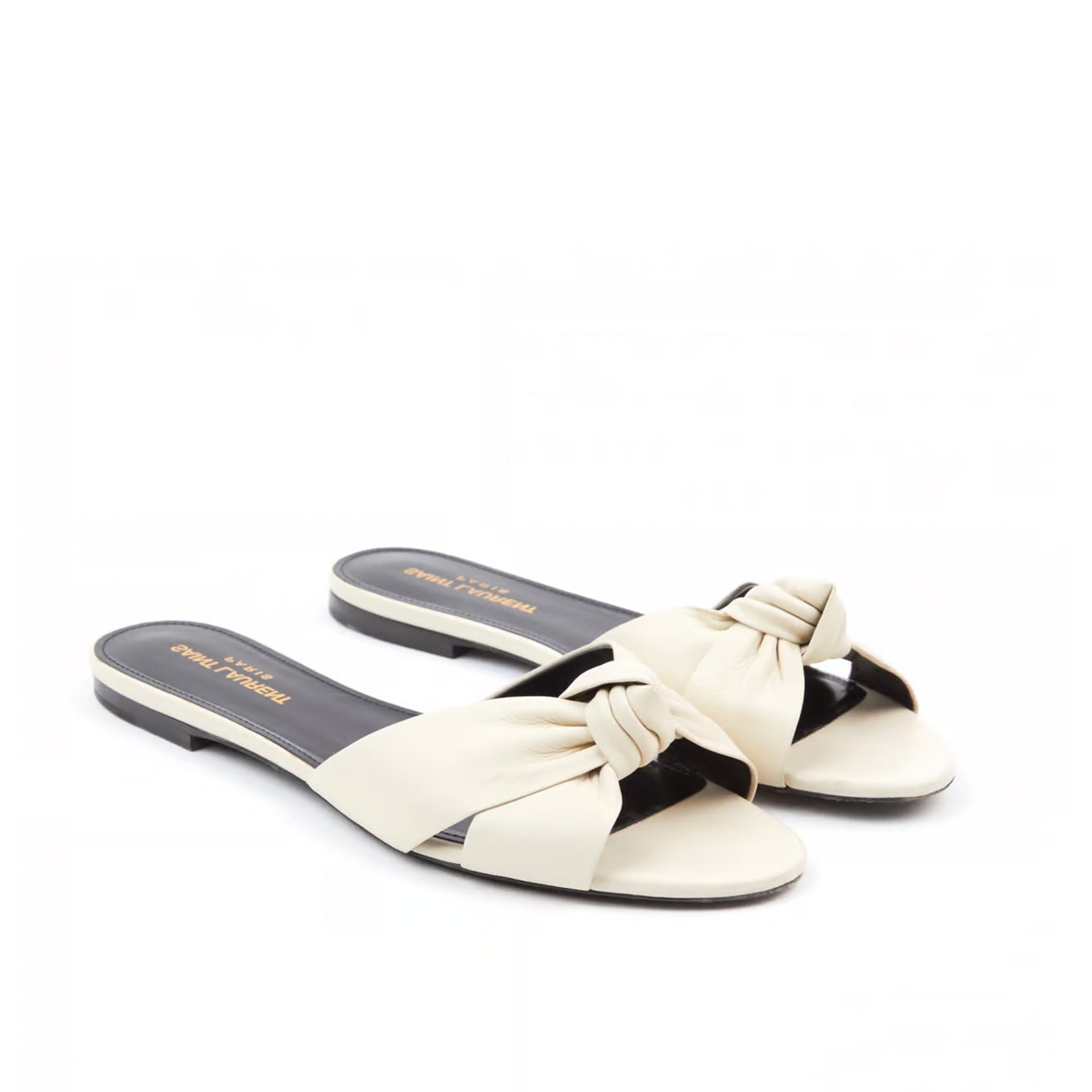 Claquettes Saint Laurent Leather - Cream - Femme