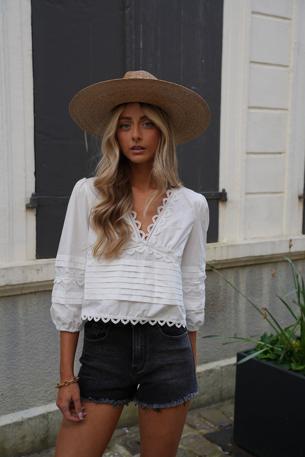 Blouse Brodée Cathy - Blanche