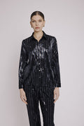 Chemise Imprimé Manches Longues - Stripe Burnout Noir