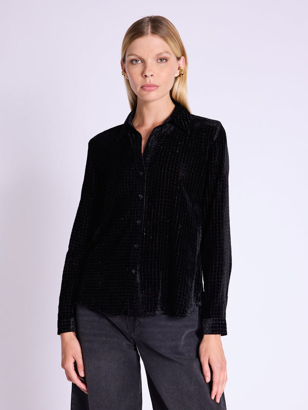 Chemise Imprimé Manches Longues - Square Burnout Noir