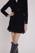 Jupe Courte Fronces Volant Bas - Square Burnout Noir