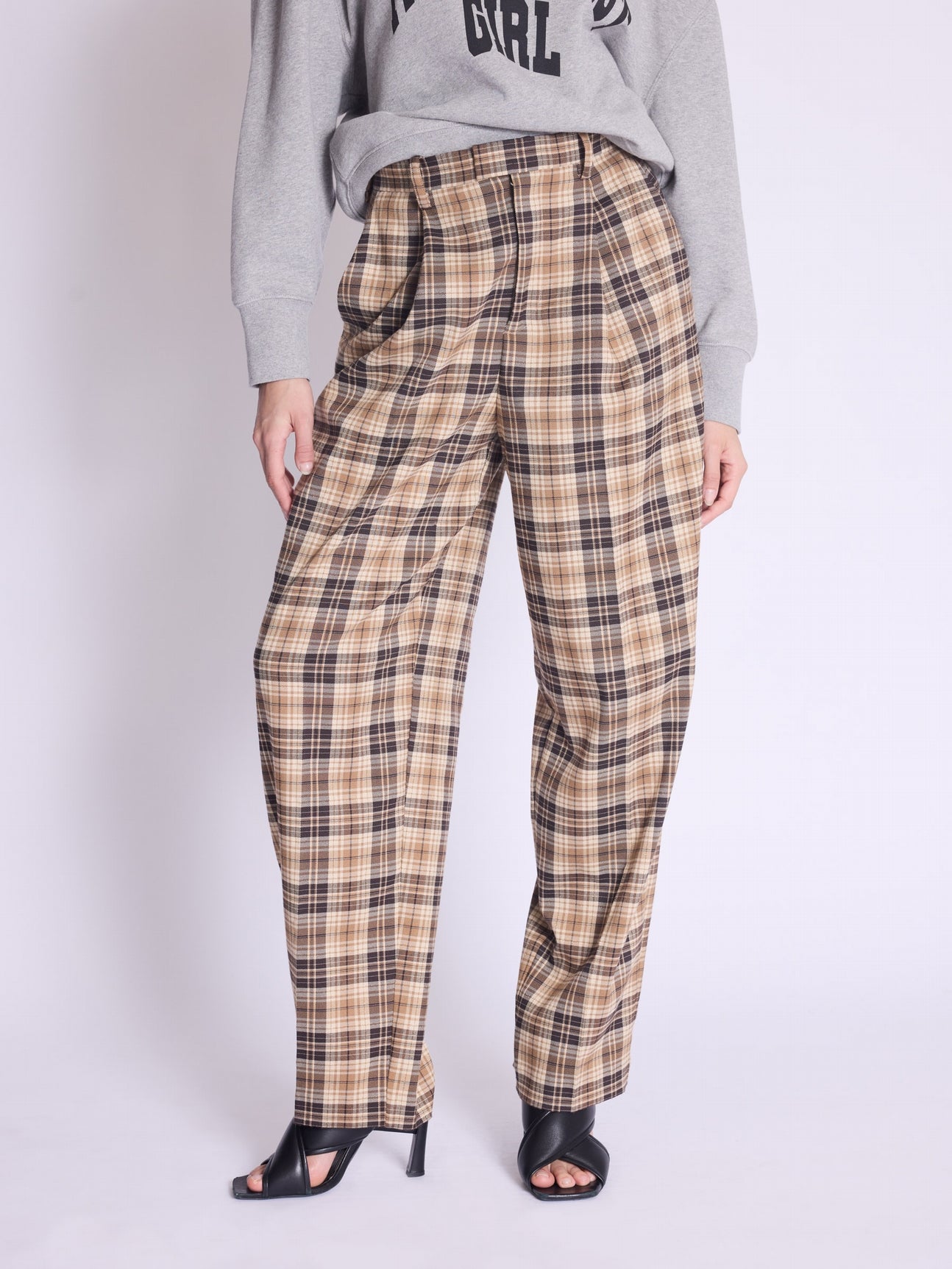 Pantalon Droit Imprimé Check - Check Lurex Print