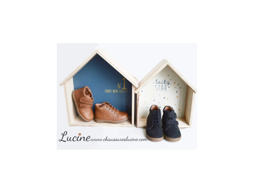 Chaussures Garçon Souples Scratch Achille - Nubuck Bleu Marine - Garçon