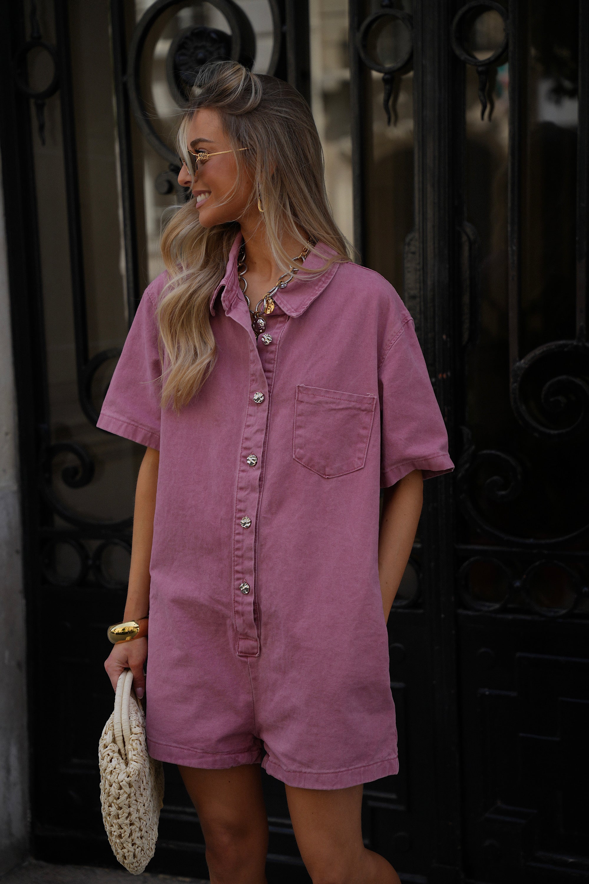Combishort En Jean Suzon - Vieux Rose