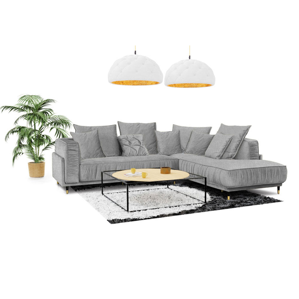 Canapé Tissu Angle Droit Gris Clair Fiorenzo - 4 Places - Gris Clair