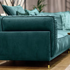 Canapé Velours Angle Droit Bleu Fiorenzo - 4 Places - Bleu