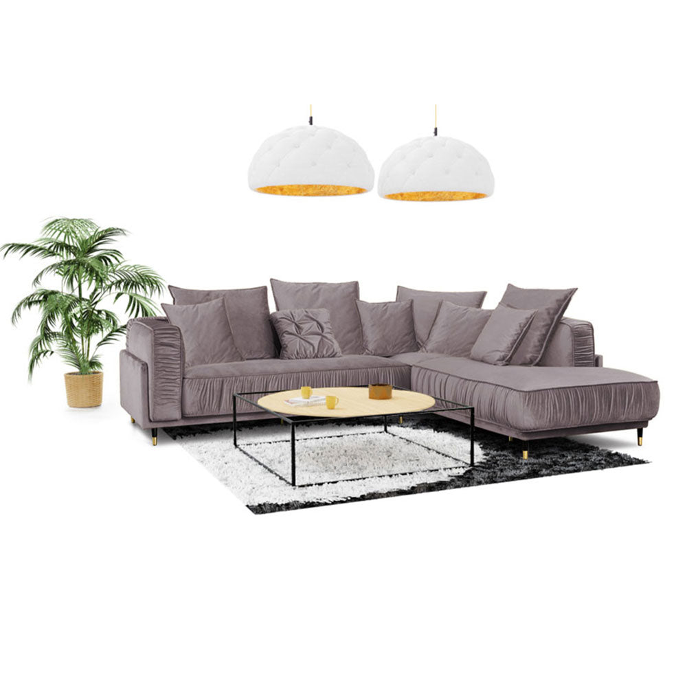 Canapé Velours Angle Droit Gris Foncé Fiorenzo - 4 Places - Gris Foncé