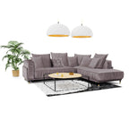 Canapé Velours Angle Droit Gris Foncé Fiorenzo - 4 Places - Gris Foncé
