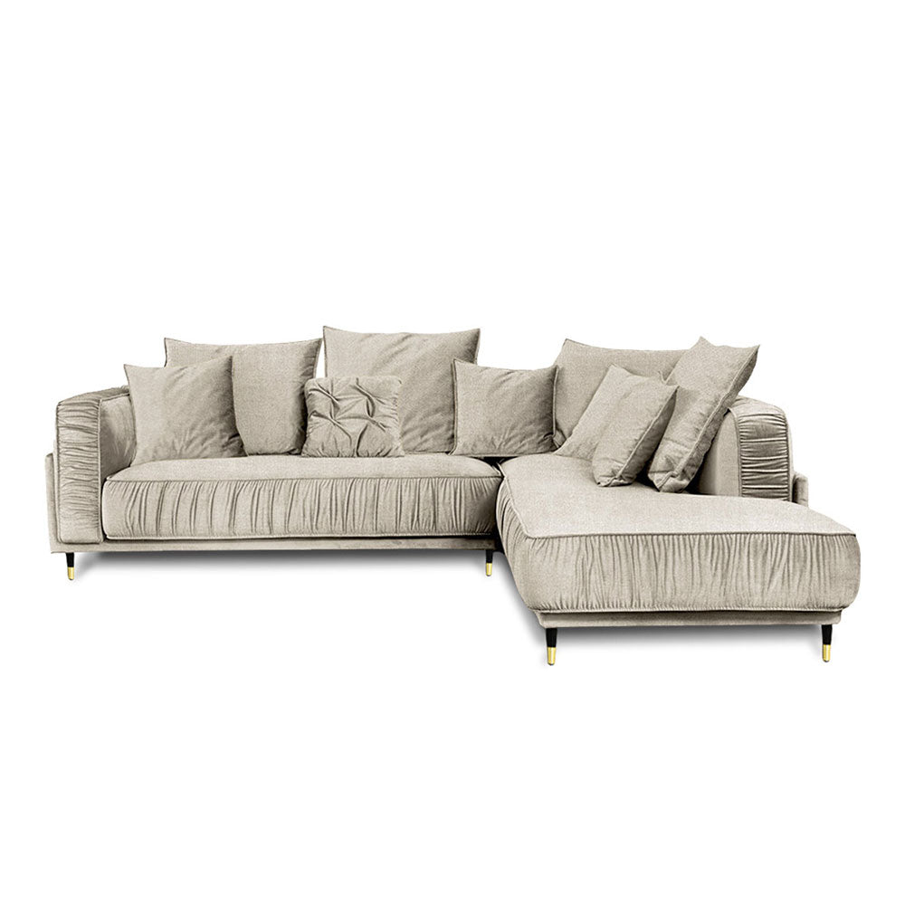 Canapé Tissu Angle Droit Beige Fiorenzo - 4 Places - Beige