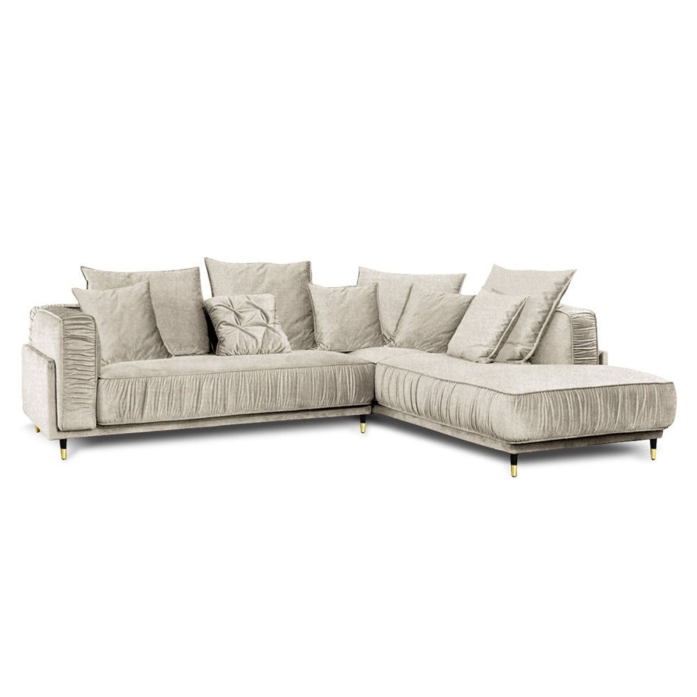 Canapé Tissu Angle Droit Beige Fiorenzo - 4 Places - Beige