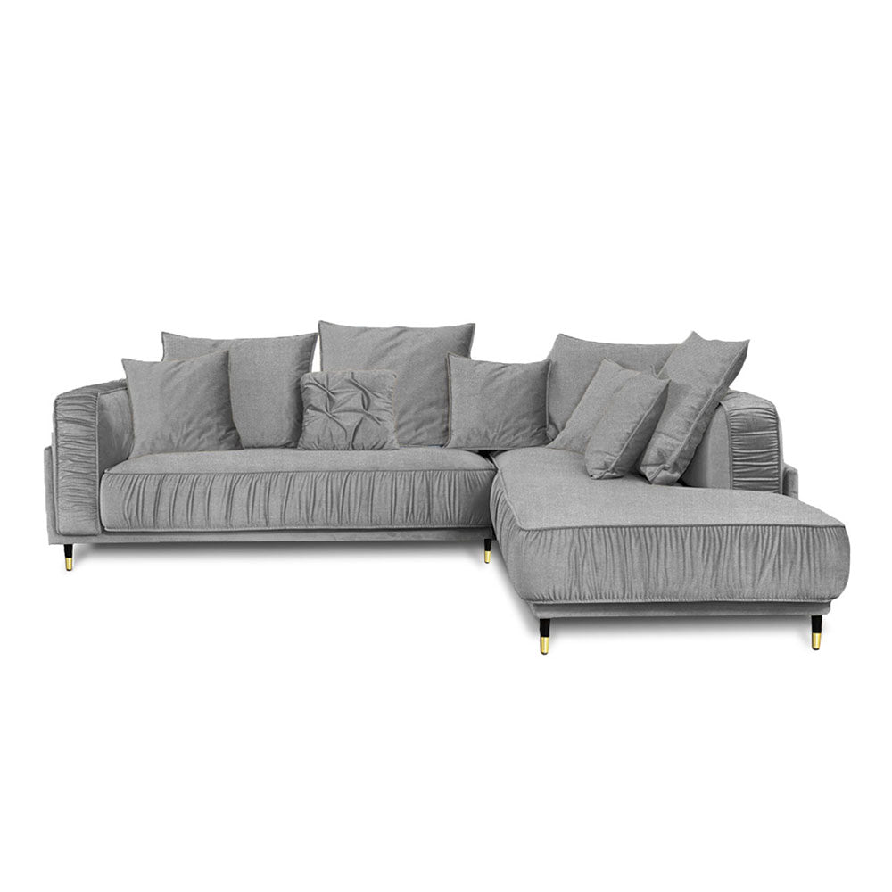 Canapé Tissu Angle Droit Gris Clair Fiorenzo - 4 Places - Gris Clair
