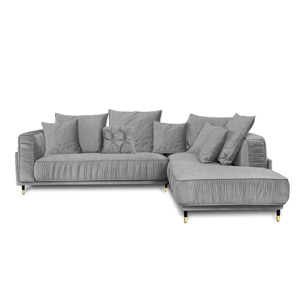 Canapé Tissu Angle Droit Gris Clair Fiorenzo - 4 Places - Gris Clair