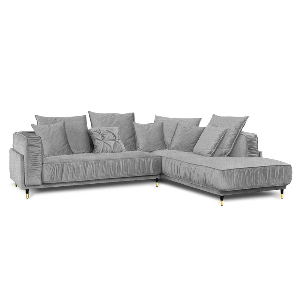 Canapé Tissu Angle Droit Gris Clair Fiorenzo - 4 Places - Gris Clair