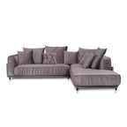 Canapé Velours Angle Droit Gris Foncé Fiorenzo - 4 Places - Gris Foncé