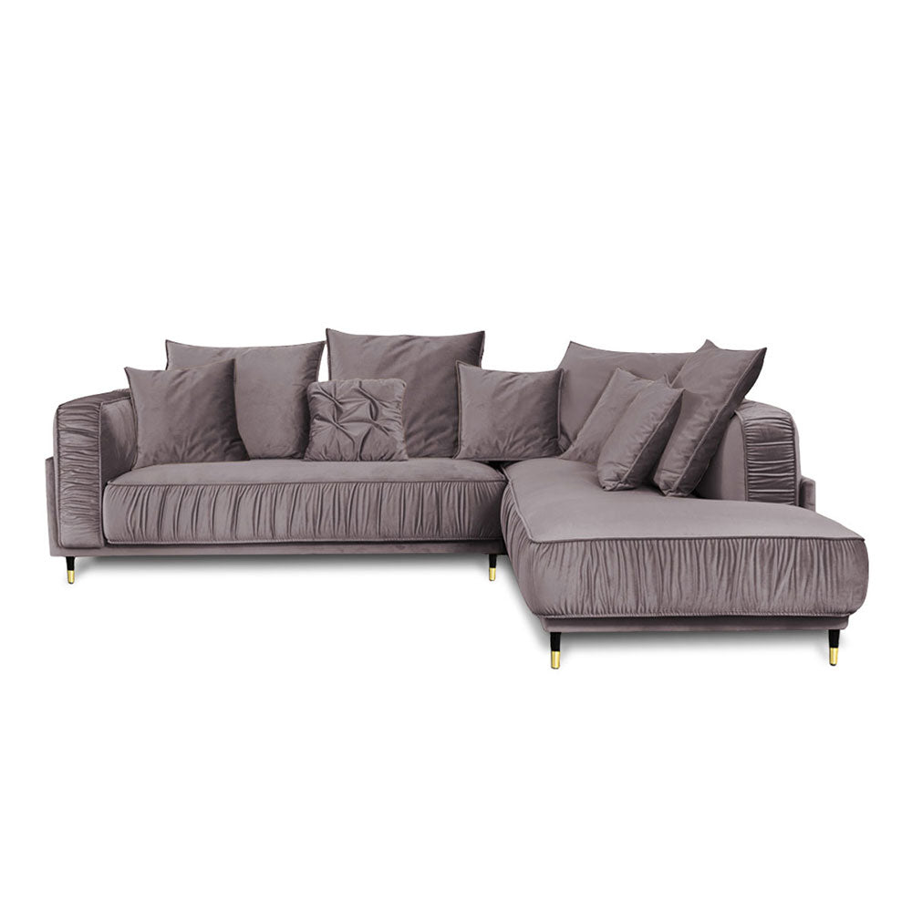 Canapé Velours Angle Droit Gris Foncé Fiorenzo - 4 Places - Gris Foncé