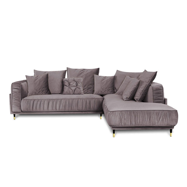 Canapé Velours Angle Droit Gris Foncé Fiorenzo - 4 Places - Gris Foncé