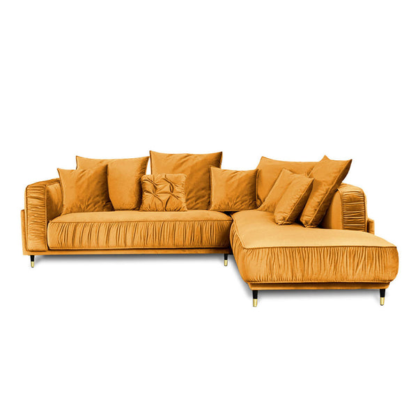 Canapé Velours Angle Droit Jaune Fiorenzo - 4 Places - Jaune