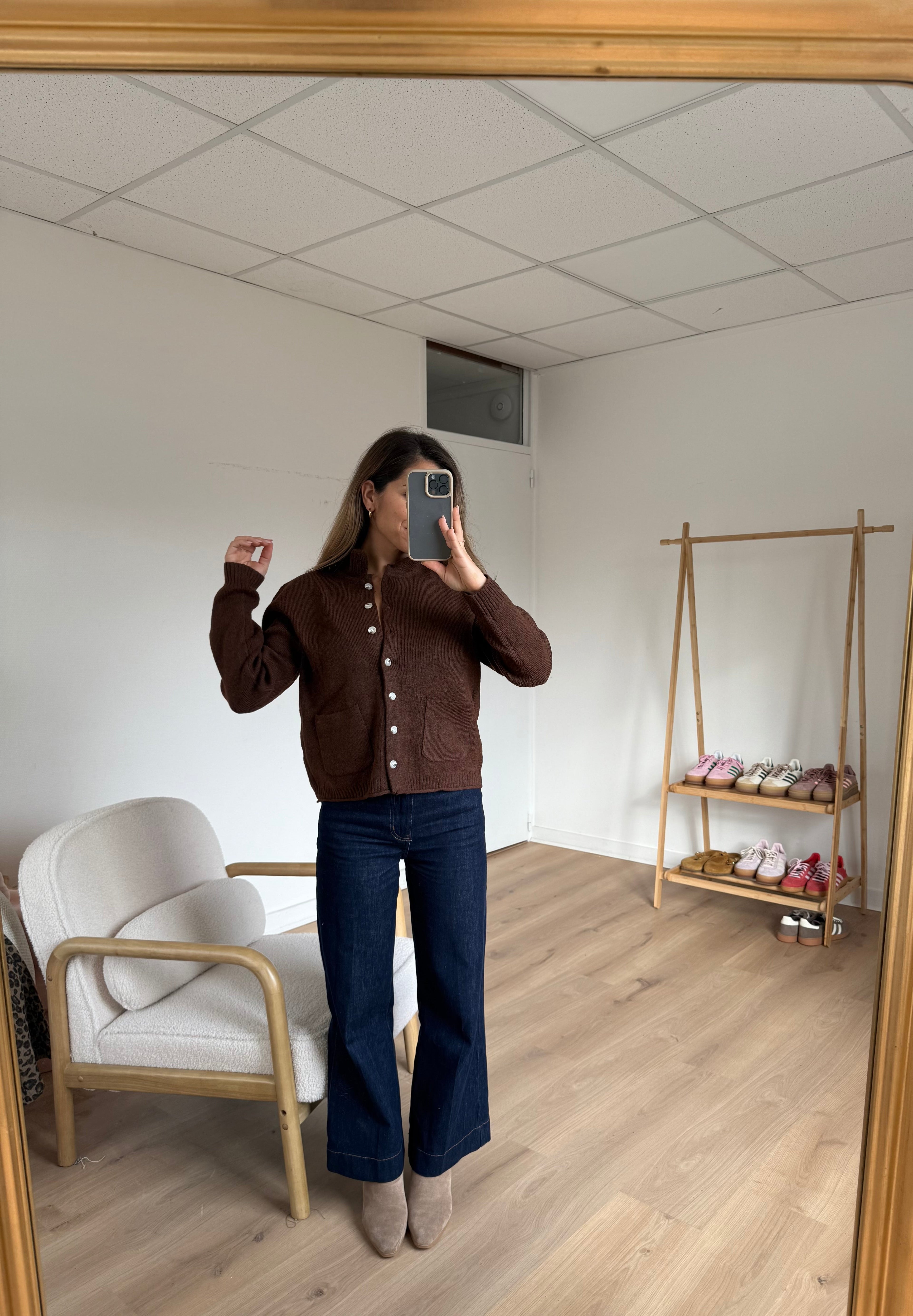 Cardigan À Col Colette Chocolat