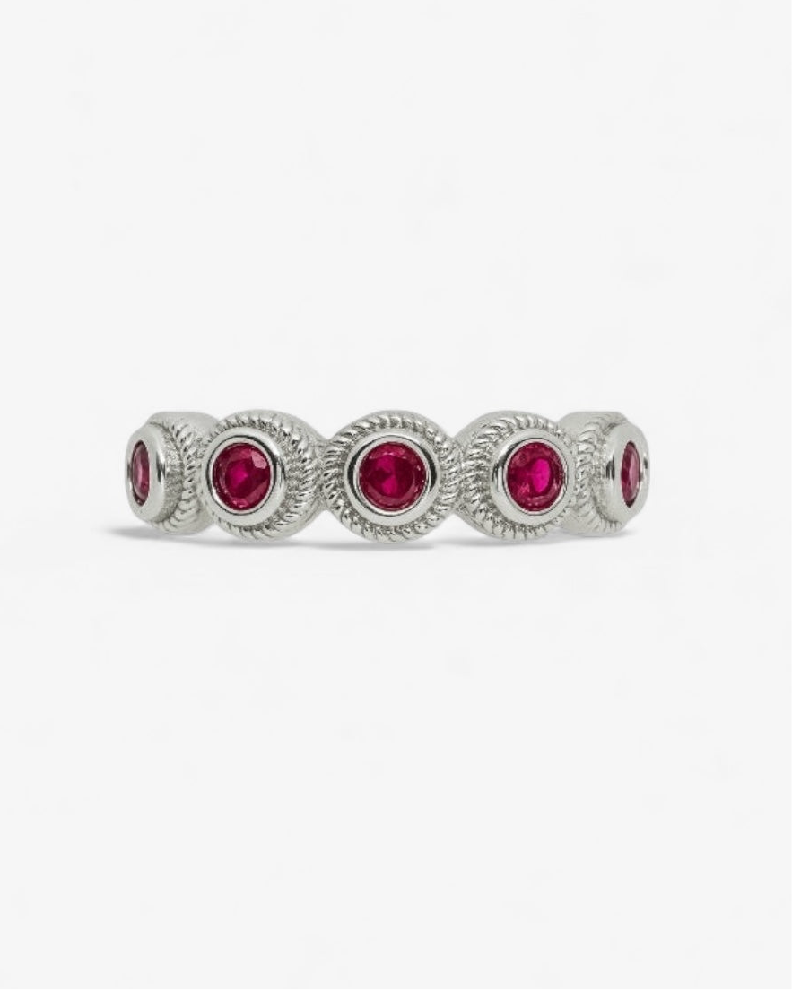 Bague Lágrima Rosa Plata