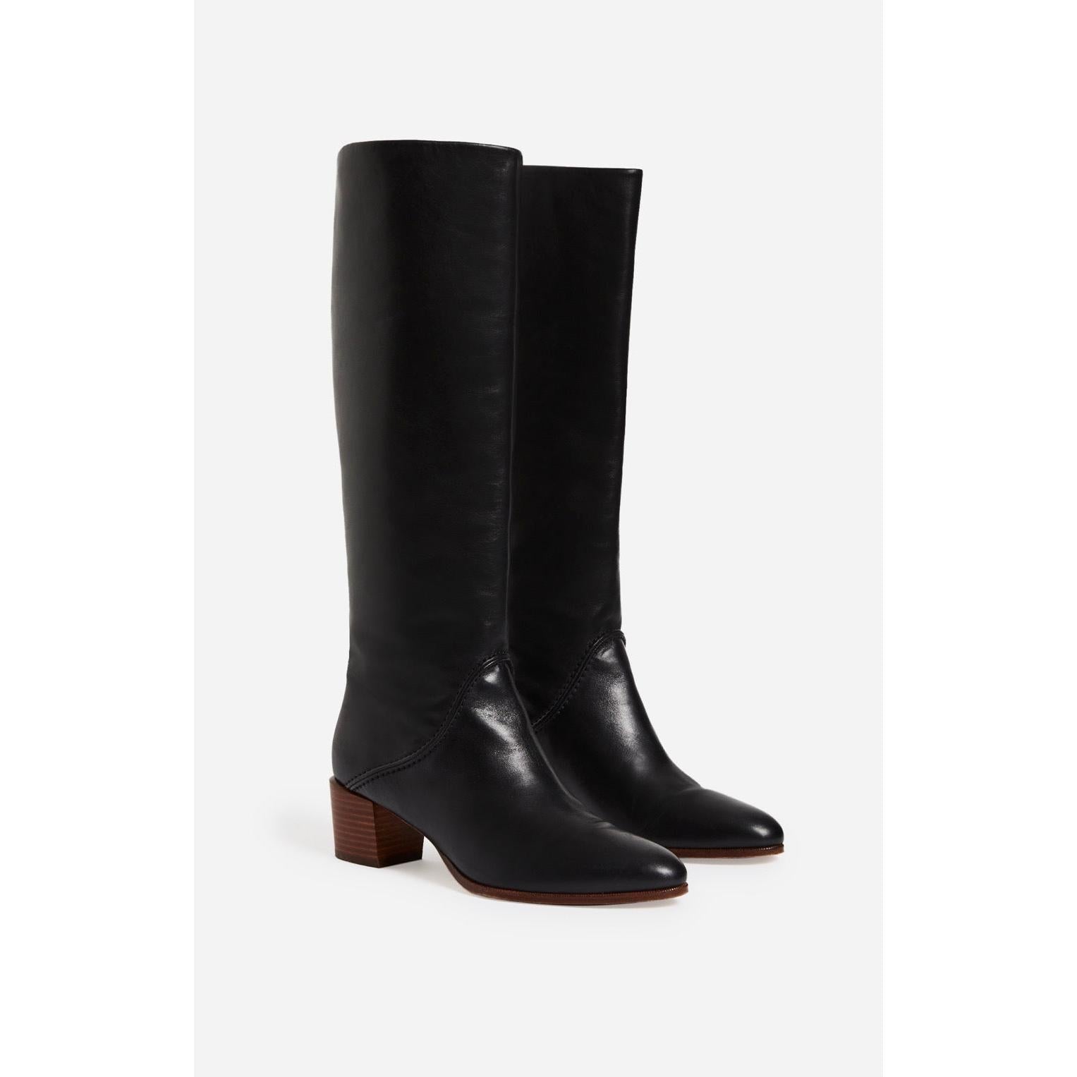 Vanessa Bruno - Bottes Hautes Cuir Lisse - Noir
