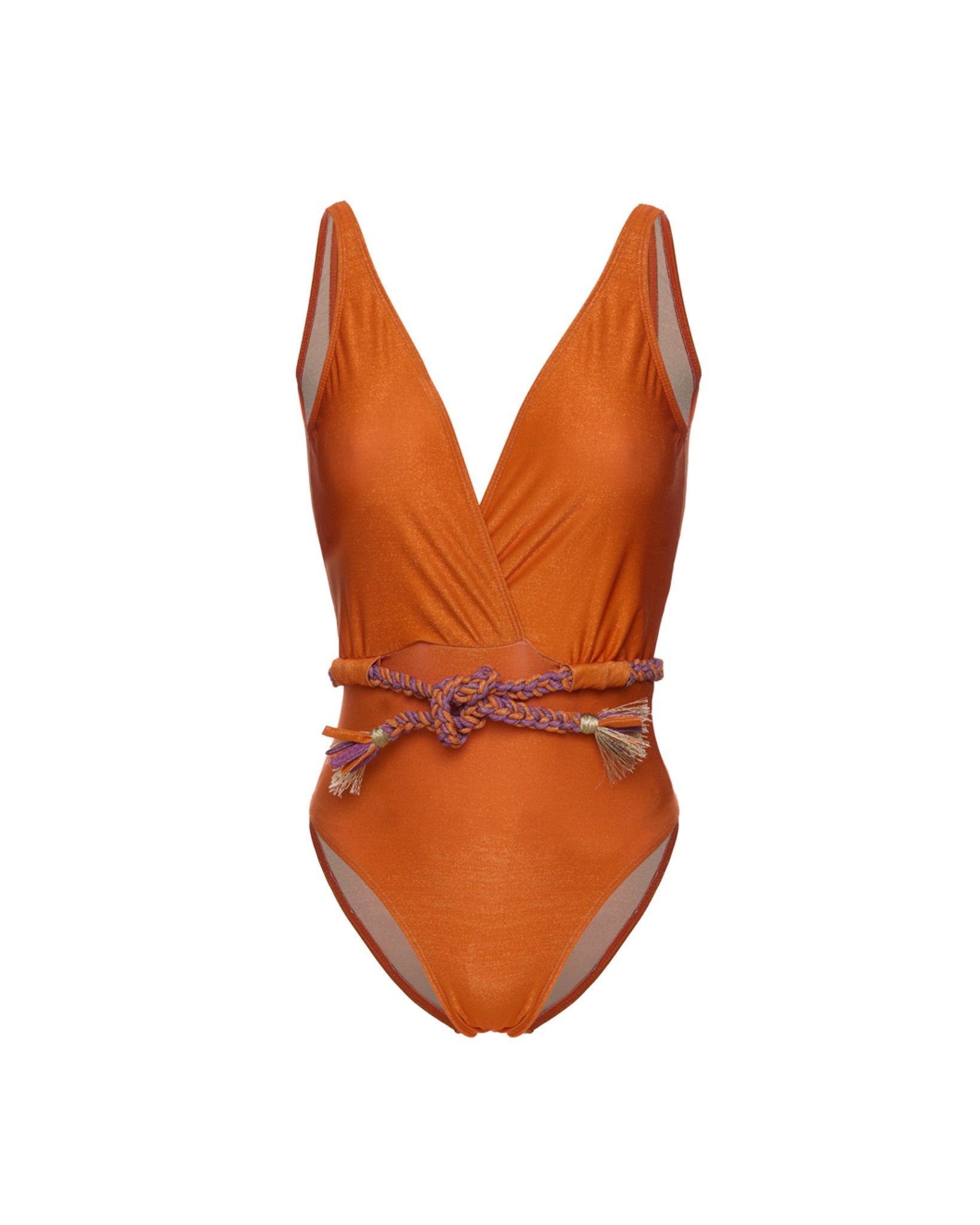 Une Pièce Croisé Lurex Cuivre