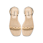 Catena Notte Natural Flat Ankle Cross Sandal