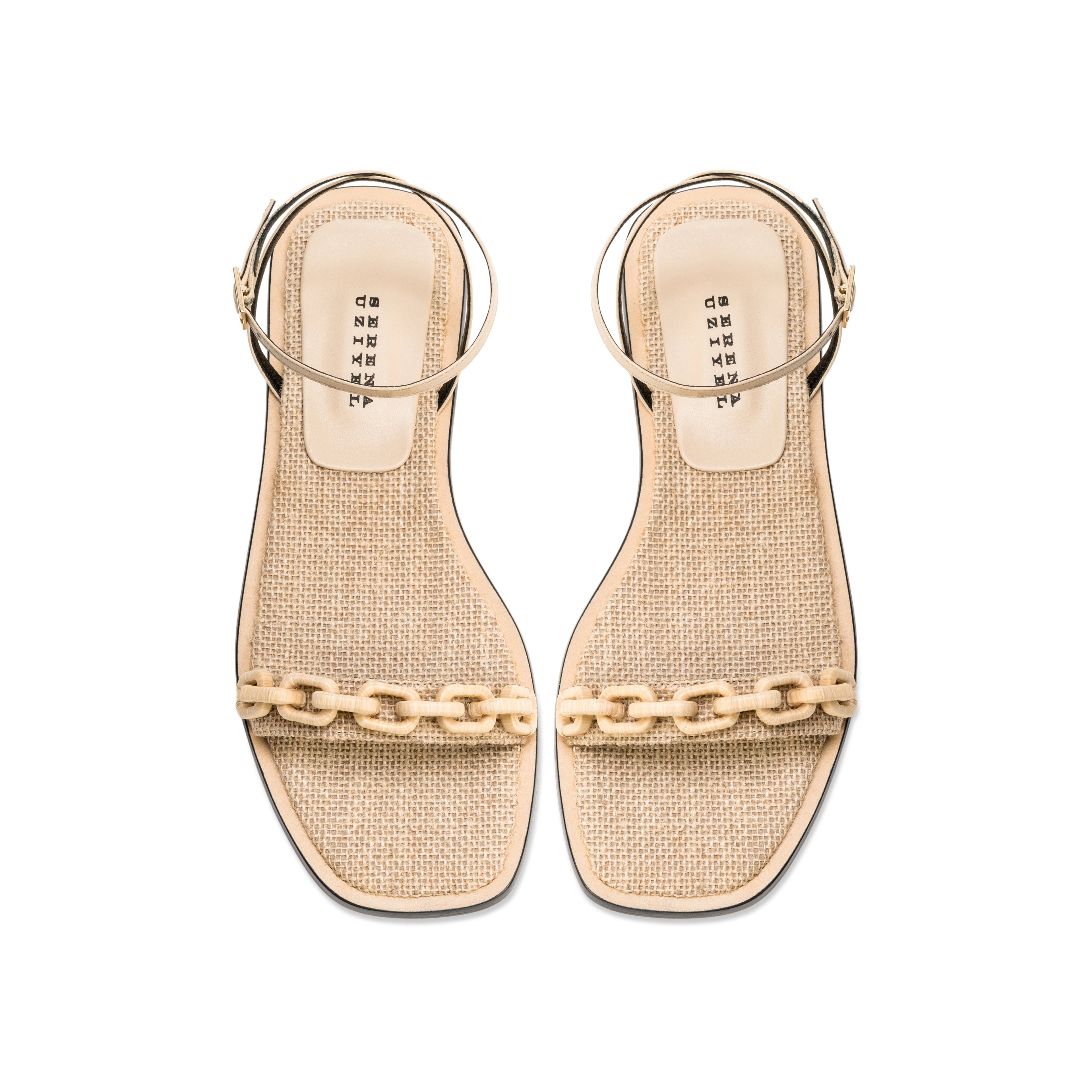 Catena Notte Natural Flat Ankle Cross Sandal