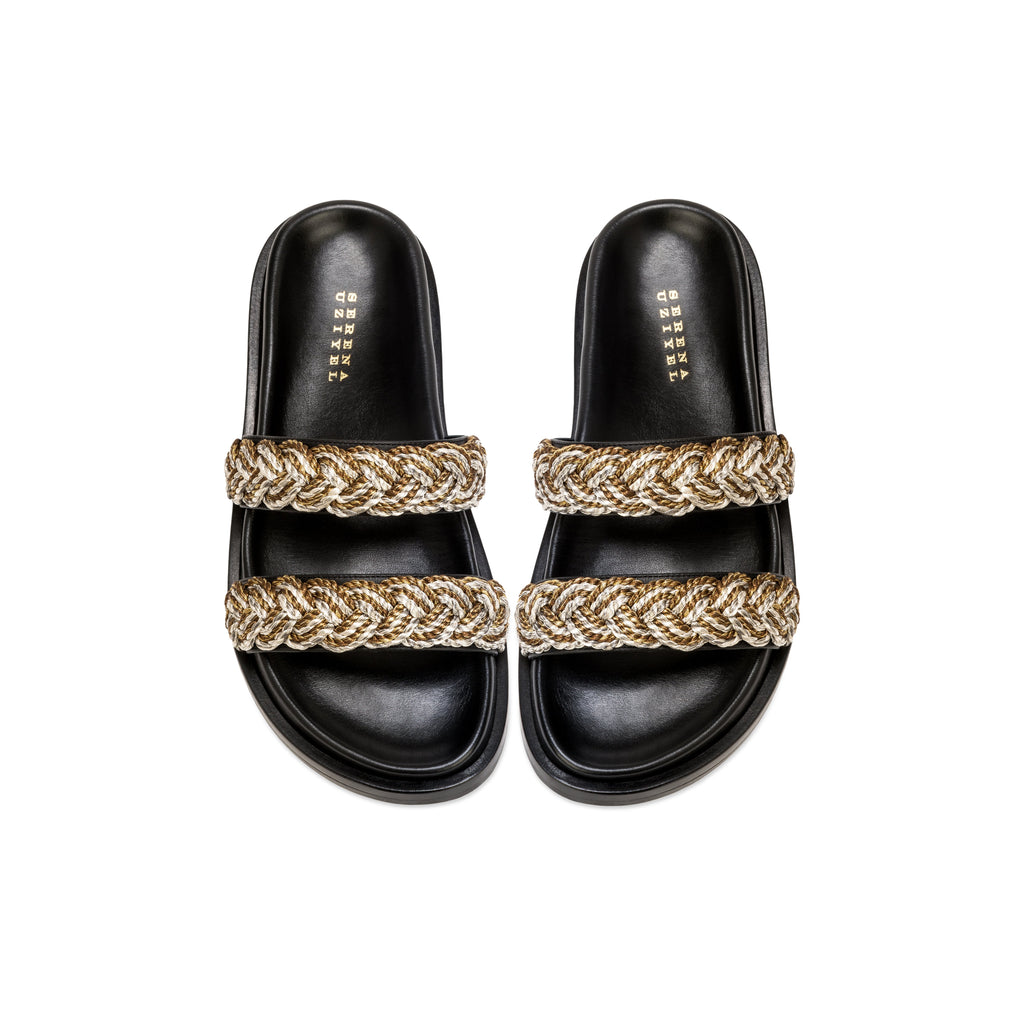 Ronda Black Comfort Two Straps Slides