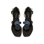Coins Black Flat Ankle Toe Sandal